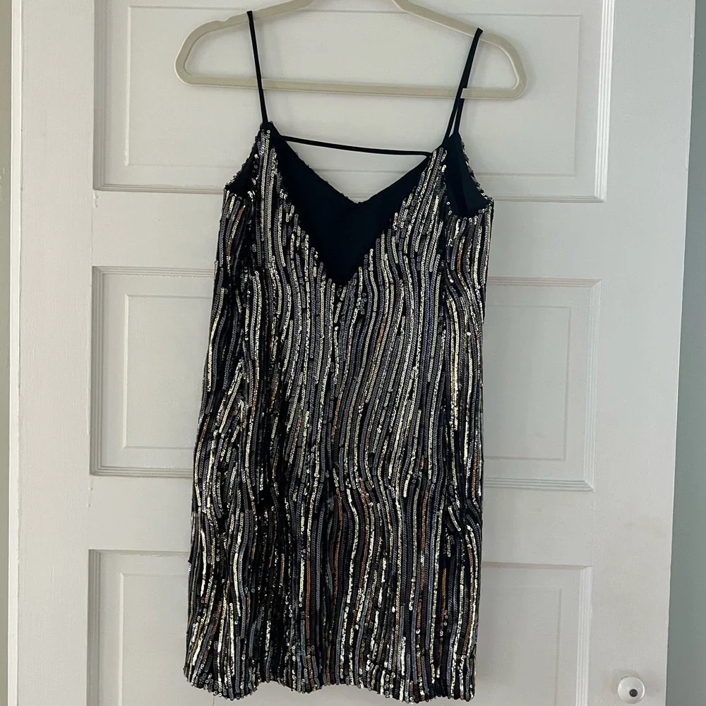 EUC Sequin Party Dress - Black Gold - Picture 4 of 10